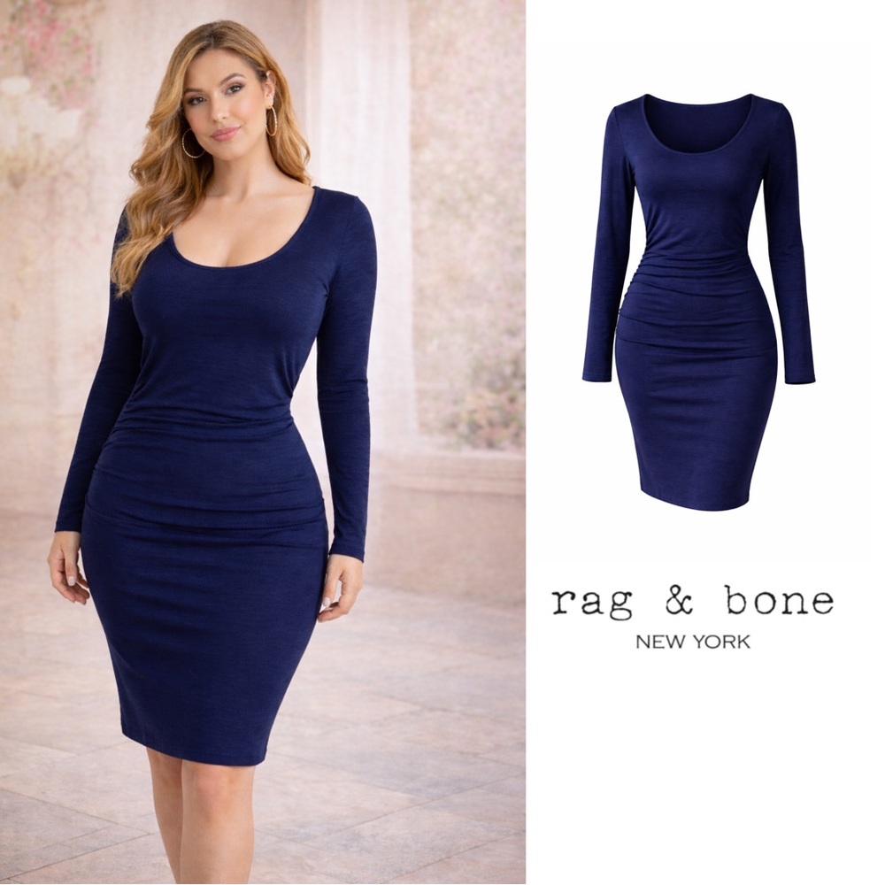 Rag & Bone Navy Twist Jersey Dress